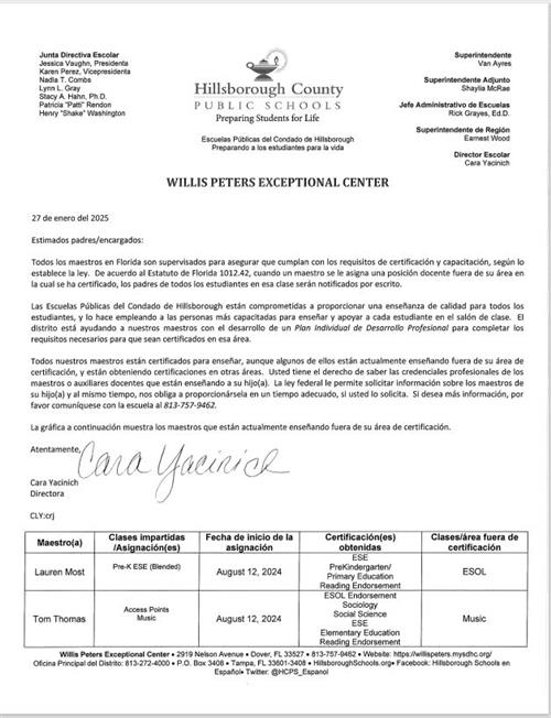 2425 Spring Letter Spanish
